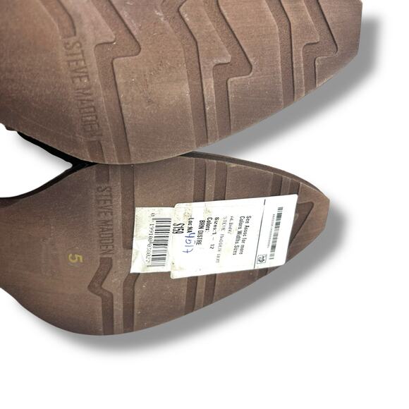 Steve Madden Cowboy Boots Size 5 Distressed Brown Albany Western Boot Leather - Picture 9 of 12